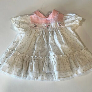 Petit Jouet - pink/cream lace floral dress, 3-6 month